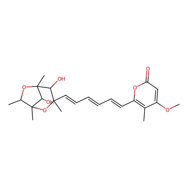2D Structure of 6-[(1E,3E,5E)-6-[(1R,3R,4R,5S,7R,8R)-4,8-dihydroxy-1,3,5,7-tetramethyl-2,6-dioxabicyclo[3.2.1]octan-3-yl]hexa-1,3,5-trienyl]-4-methoxy-5-methylpyran-2-one