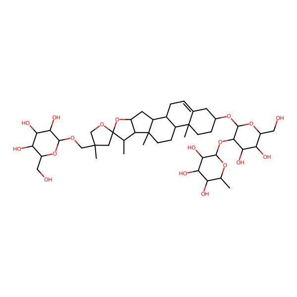 2D Structure of (2S,3R,4R,5R,6S)-2-[(2R,3R,4S,5S,6R)-4,5-dihydroxy-6-(hydroxymethyl)-2-[(1R,2R,4S,4'S,6R,7S,8R,9S,12R,13R,16S)-4',7,9,13-tetramethyl-4'-[[(2R,3R,4S,5S,6R)-3,4,5-trihydroxy-6-(hydroxymethyl)oxan-2-yl]oxymethyl]spiro[5-oxapentacyclo[10.8.0.02,9.04,8.013,18]icos-18-ene-6,2'-oxolane]-16-yl]oxyoxan-3-yl]oxy-6-methyloxane-3,4,5-triol