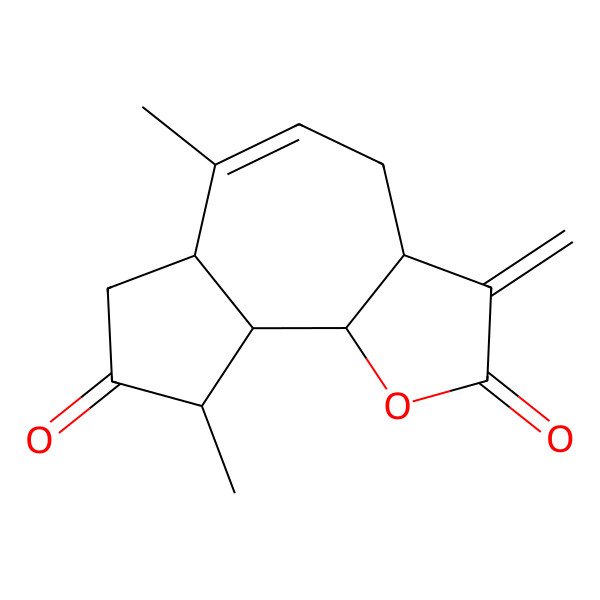 2D Structure of (3aS,6aR,9S,9aR,9bR)-6,9-dimethyl-3-methylidene-4,6a,7,9,9a,9b-hexahydro-3aH-azuleno[4,5-b]furan-2,8-dione
