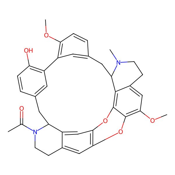 2D Structure of 1-[(8S,21S)-13-hydroxy-16,27-dimethoxy-22-methyl-29,31-dioxa-7,22-diazaoctacyclo[19.9.3.14,30.110,14.115,19.03,8.025,33.028,32]hexatriaconta-1(30),2,4(34),10(36),11,13,15,17,19(35),25,27,32-dodecaen-7-yl]ethanone