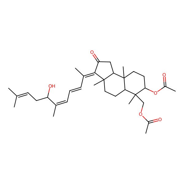 2D Structure of [7-Acetyloxy-3-(7-hydroxy-6,10-dimethylundeca-3,5,9-trien-2-ylidene)-3a,6,9a-trimethyl-2-oxo-1,4,5,5a,7,8,9,9b-octahydrocyclopenta[a]naphthalen-6-yl]methyl acetate