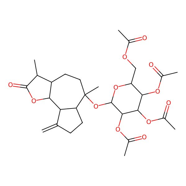 2D Structure of [3,4,5-triacetyloxy-6-[(3,6-dimethyl-9-methylidene-2-oxo-3a,4,5,6a,7,8,9a,9b-octahydro-3H-azuleno[4,5-b]furan-6-yl)oxy]oxan-2-yl]methyl acetate