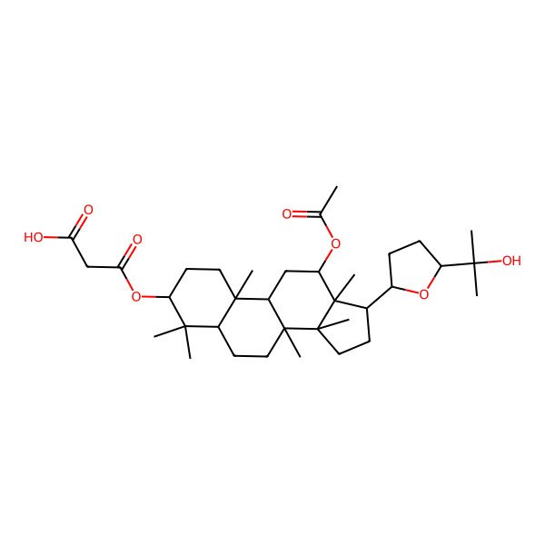 2D Structure of 3-[[12-Acetyloxy-17-[5-(2-hydroxypropan-2-yl)oxolan-2-yl]-4,4,8,10,13,14-hexamethyl-1,2,3,5,6,7,9,11,12,15,16,17-dodecahydrocyclopenta[a]phenanthren-3-yl]oxy]-3-oxopropanoic acid