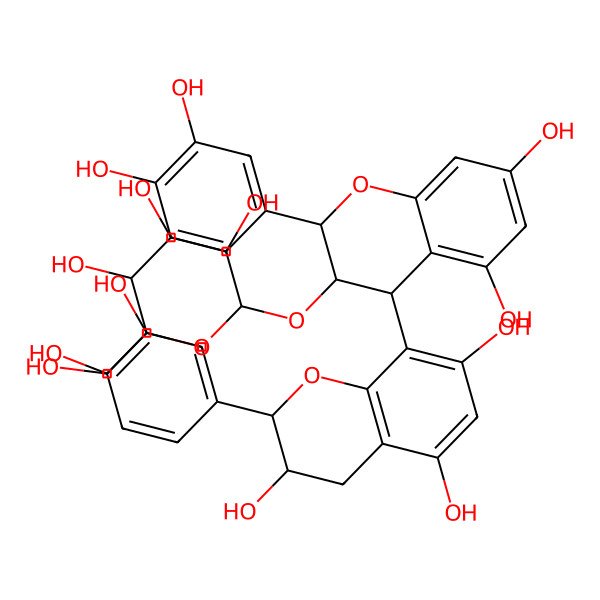 2D Structure of 2-(3,4-dihydroxyphenyl)-8-[2-(3,4-dihydroxyphenyl)-5,7-dihydroxy-3-[3,4,5-trihydroxy-6-(hydroxymethyl)oxan-2-yl]oxy-3,4-dihydro-2H-chromen-4-yl]-3,4-dihydro-2H-chromene-3,5,7-triol