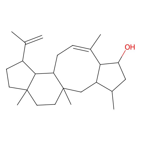 2D Structure of (1S,3R,4R,6S,7S,8Z,11R,12R,13R,16R)-1,4,8,16-tetramethyl-13-prop-1-en-2-yltetracyclo[9.7.0.03,7.012,16]octadec-8-en-6-ol