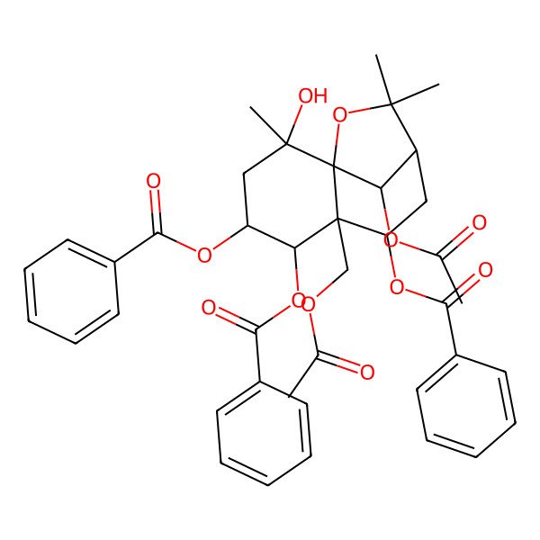2D Structure of (3R,10R)-2,2,9-Trimethyl-5abeta-(acetoxymethyl)-3,4,5,5a,6,7,8,9-octahydro-2H-3beta,9abeta-methano-1-benzoxepin-5beta,6beta,7beta,9alpha,10-pentol 5,6,7-tribenzoate 10-acetate