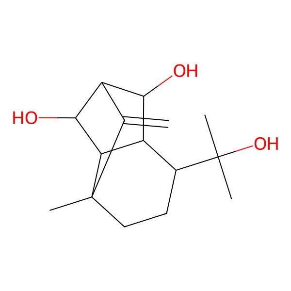 2D Structure of (1R,2S,3S,4R,7S,8R,9R)-4-(2-hydroxypropan-2-yl)-7-methyl-10-methylidenetricyclo[5.2.1.03,8]decane-2,9-diol