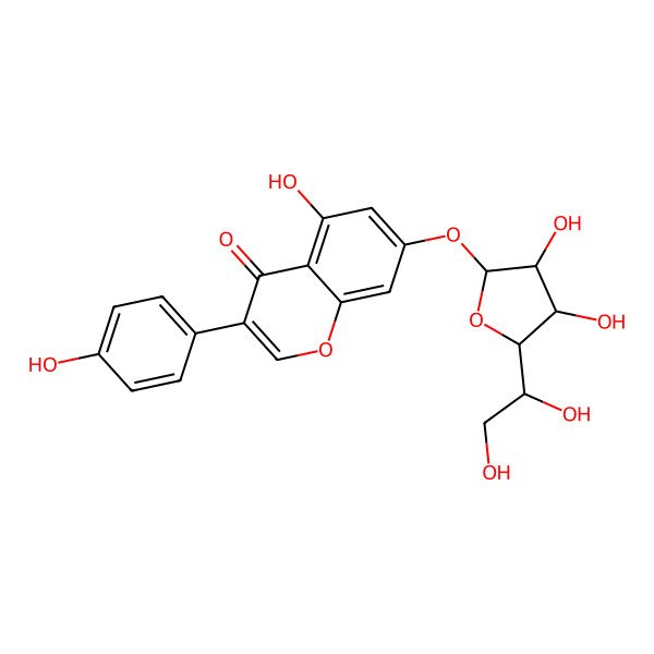 2D Structure of 7-[(2S,3R,4R,5R)-5-[(1R)-1,2-dihydroxyethyl]-3,4-dihydroxyoxolan-2-yl]oxy-5-hydroxy-3-(4-hydroxyphenyl)chromen-4-one