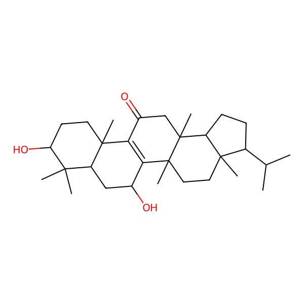 2D Structure of (3R,3aR,5aS,6R,7aS,9S,11aS,13aS,13bR)-6,9-dihydroxy-3a,5a,8,8,11a,13a-hexamethyl-3-propan-2-yl-2,3,4,5,6,7,7a,9,10,11,13,13b-dodecahydro-1H-cyclopenta[a]chrysen-12-one