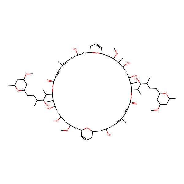 2D Structure of (1R,3S,5E,7Z,11S,12R,13R,15S,16R,17S,19R,23S,25S,27E,29Z,33S,34S,35S,37S,39S,41R)-3,13,15,25,35,37-hexahydroxy-33-[(2S,3R,4R)-3-hydroxy-6-[(2S,4R,6S)-4-methoxy-6-methyloxan-2-yl]-4-methylhexan-2-yl]-11-[(2S,3S,4S)-3-hydroxy-6-[(2S,4R,6S)-4-methoxy-6-methyloxan-2-yl]-4-methylhexan-2-yl]-17,39-dimethoxy-6,12,16,28,34-pentamethyl-10,32,45,46-tetraoxatricyclo[39.3.1.119,23]hexatetraconta-5,7,20,27,29,42-hexaene-9,31-dione