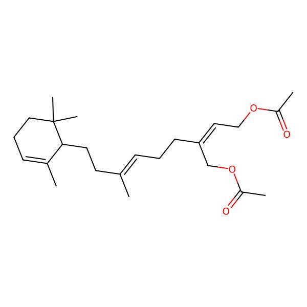 2D Structure of [(2Z,6E)-3-(acetyloxymethyl)-7-methyl-9-[(1S)-2,6,6-trimethylcyclohex-2-en-1-yl]nona-2,6-dienyl] acetate