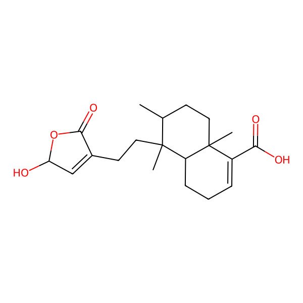 2D Structure of (4aR,5S,6R,8aR)-5-[2-[(2R)-2-hydroxy-5-oxo-2H-furan-4-yl]ethyl]-5,6,8a-trimethyl-3,4,4a,6,7,8-hexahydronaphthalene-1-carboxylic acid