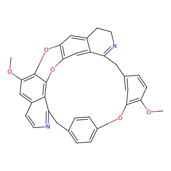 2D Structure of 13,27-Dimethoxy-15,29,31-trioxa-7,22-diazaoctacyclo[19.9.3.216,19.14,30.110,14.03,8.025,33.028,32]heptatriaconta-1(30),2,4(34),7,10(37),11,13,16,18,21,23,25,27,32,35-pentadecaene