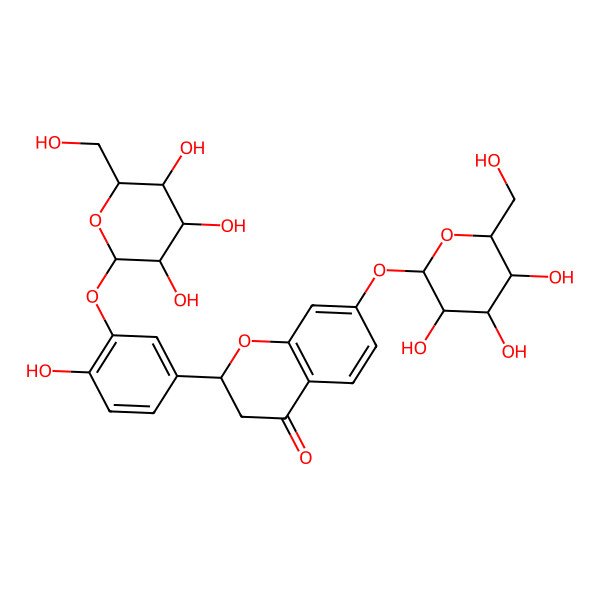 2D Structure of 2-[4-Hydroxy-3-[3,4,5-trihydroxy-6-(hydroxymethyl)oxan-2-yl]oxyphenyl]-7-[3,4,5-trihydroxy-6-(hydroxymethyl)oxan-2-yl]oxy-2,3-dihydrochromen-4-one