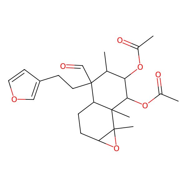 2D Structure of [7-acetyloxy-4-formyl-4-[2-(furan-3-yl)ethyl]-5,7a,7b-trimethyl-2,3,3a,5,6,7-hexahydro-1aH-naphtho[1,2-b]oxiren-6-yl] acetate