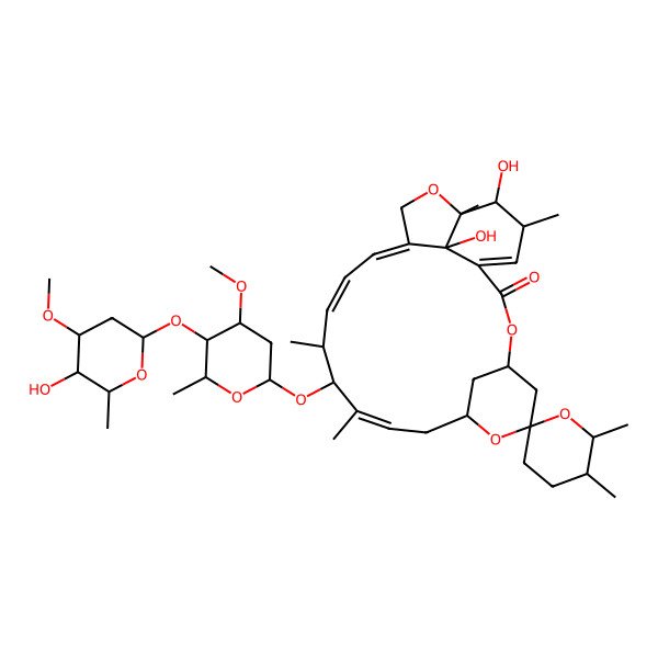 2D Structure of (4S,5'S,6R,6'R,8R,10E,12S,13S,14E,16E,20R,21R,22S,24R)-21,24-dihydroxy-12-[(2R,4S,5S,6S)-5-[(2S,4S,5S,6S)-5-hydroxy-4-methoxy-6-methyloxan-2-yl]oxy-4-methoxy-6-methyloxan-2-yl]oxy-5',6',11,13,20,22-hexamethylspiro[3,7,19-trioxatetracyclo[15.6.1.14,8.020,24]pentacosa-1(23),10,14,16-tetraene-6,2'-oxane]-2-one