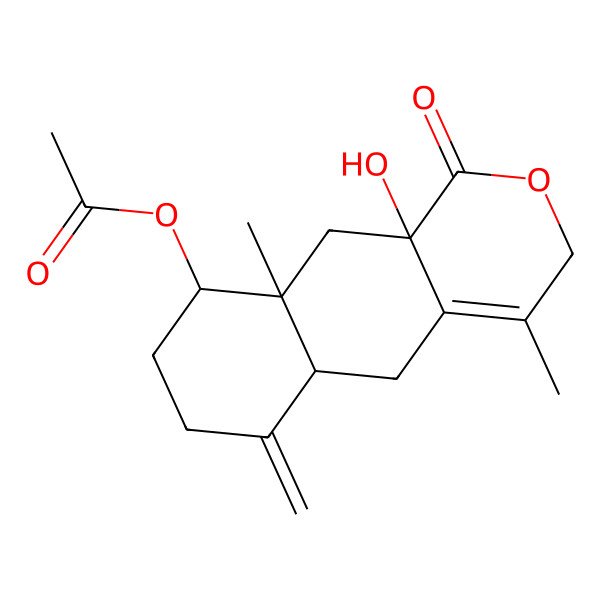 2D Structure of (10a-hydroxy-4,9a-dimethyl-6-methylidene-1-oxo-5,5a,7,8,9,10-hexahydro-3H-benzo[g]isochromen-9-yl) acetate