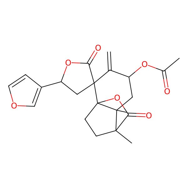 2D Structure of [(1S,2R,4S,5'R,6R,7R)-5'-(furan-3-yl)-6,7-dimethyl-3-methylidene-2',8-dioxospiro[9-oxatricyclo[5.2.2.01,6]undecane-2,3'-oxolane]-4-yl] acetate