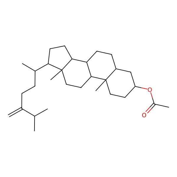 2D Structure of [10,13-dimethyl-17-(6-methyl-5-methylideneheptan-2-yl)-2,3,4,5,6,7,8,9,11,12,14,15,16,17-tetradecahydro-1H-cyclopenta[a]phenanthren-3-yl] acetate