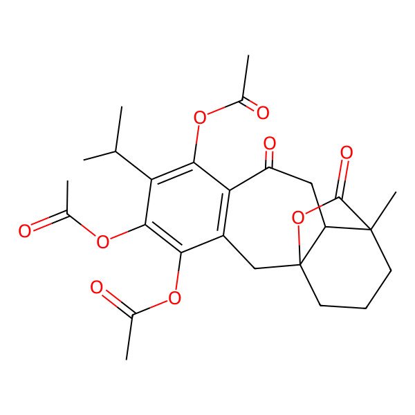 2D Structure of [(1S,11S,12S)-5,7-diacetyloxy-12-methyl-9,17-dioxo-6-propan-2-yl-16-oxatetracyclo[10.3.2.01,11.03,8]heptadeca-3(8),4,6-trien-4-yl] acetate