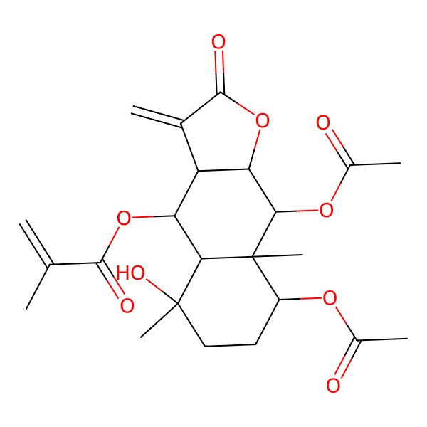 2D Structure of (8,9-Diacetyloxy-5-hydroxy-5,8a-dimethyl-3-methylidene-2-oxo-3a,4,4a,6,7,8,9,9a-octahydrobenzo[f][1]benzofuran-4-yl) 2-methylprop-2-enoate
