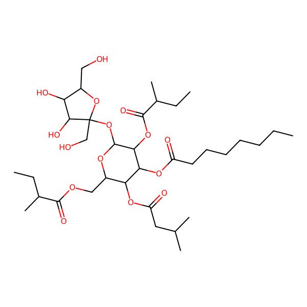 2D Structure of [2-[3,4-Dihydroxy-2,5-bis(hydroxymethyl)oxolan-2-yl]oxy-3-(2-methylbutanoyloxy)-5-(3-methylbutanoyloxy)-6-(2-methylbutanoyloxymethyl)oxan-4-yl] octanoate