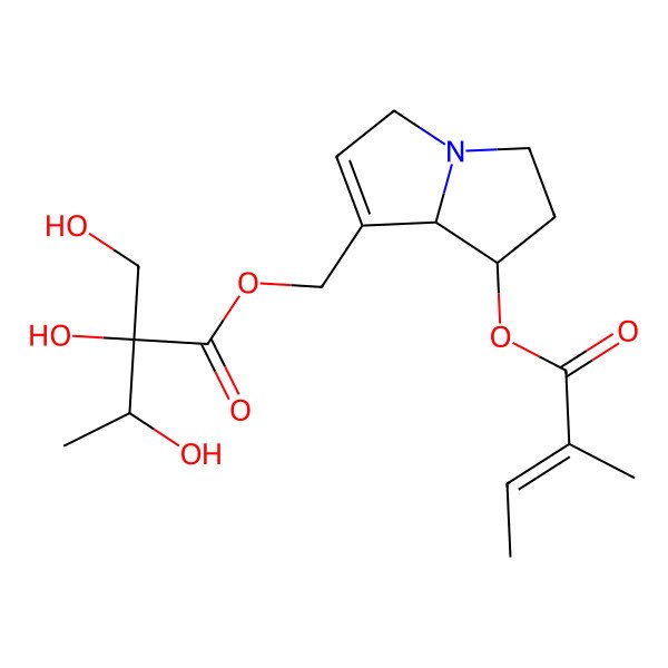 2D Structure of [7-(2-methylbut-2-enoyloxy)-5,6,7,8-tetrahydro-3H-pyrrolizin-1-yl]methyl 2,3-dihydroxy-2-(hydroxymethyl)butanoate