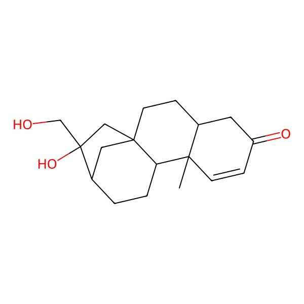 2D Structure of (1S,4R,9S,10R,13R,14R)-14-hydroxy-14-(hydroxymethyl)-9-methyltetracyclo[11.2.1.01,10.04,9]hexadec-7-en-6-one