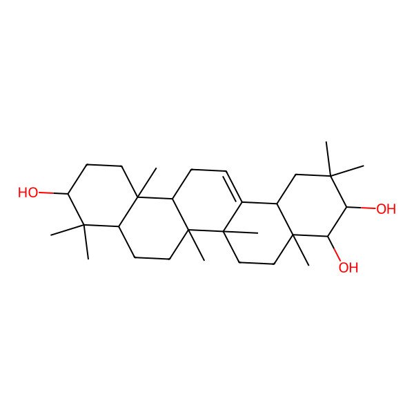 2D Structure of (3R,4S,4aR,6aR,6aS,6bR,8aR,10S,12aR,14bS)-2,2,4a,6a,6b,9,9,12a-octamethyl-1,3,4,5,6,6a,7,8,8a,10,11,12,13,14b-tetradecahydropicene-3,4,10-triol