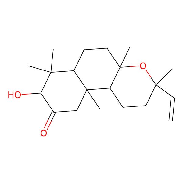 2D Structure of (3R,4aS,6aS,8R,10aR,10bS)-3-ethenyl-8-hydroxy-3,4a,7,7,10a-pentamethyl-1,2,5,6,6a,8,10,10b-octahydrobenzo[f]chromen-9-one