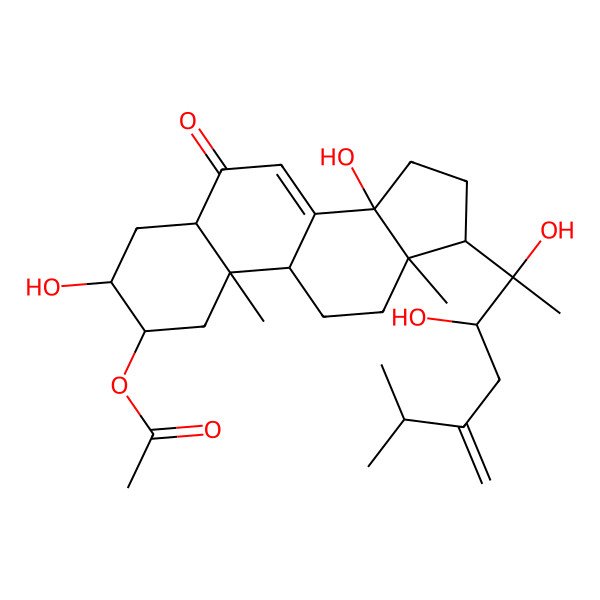 2D Structure of [(2S,3R,5S,9R,10R,13R,14S,17S)-17-[(2R,3R)-2,3-dihydroxy-6-methyl-5-methylideneheptan-2-yl]-3,14-dihydroxy-10,13-dimethyl-6-oxo-2,3,4,5,9,11,12,15,16,17-decahydro-1H-cyclopenta[a]phenanthren-2-yl] acetate