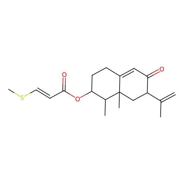 2D Structure of (1,8a-Dimethyl-6-oxo-7-prop-1-en-2-yl-1,2,3,4,7,8-hexahydronaphthalen-2-yl) 3-methylsulfanylprop-2-enoate
