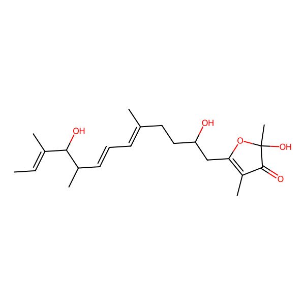 2D Structure of (2S)-5-[(2R,5E,7E,9R,10R,11E)-2,10-dihydroxy-5,9,11-trimethyltrideca-5,7,11-trienyl]-2-hydroxy-2,4-dimethylfuran-3-one