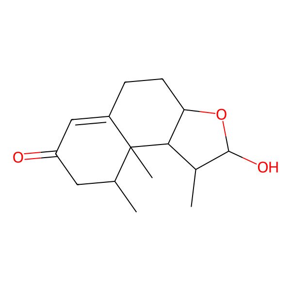 2D Structure of (1S,2S,3aR,9S,9aS,9bR)-2-hydroxy-1,9,9a-trimethyl-1,2,3a,4,5,8,9,9b-octahydrobenzo[e][1]benzofuran-7-one