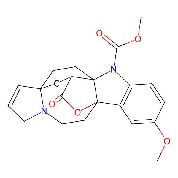 2D Structure of methyl (1R,9R,12R,21S)-4-methoxy-20-oxo-19-oxa-8,16-diazahexacyclo[10.6.4.01,9.02,7.09,21.012,16]docosa-2(7),3,5,13-tetraene-8-carboxylate
