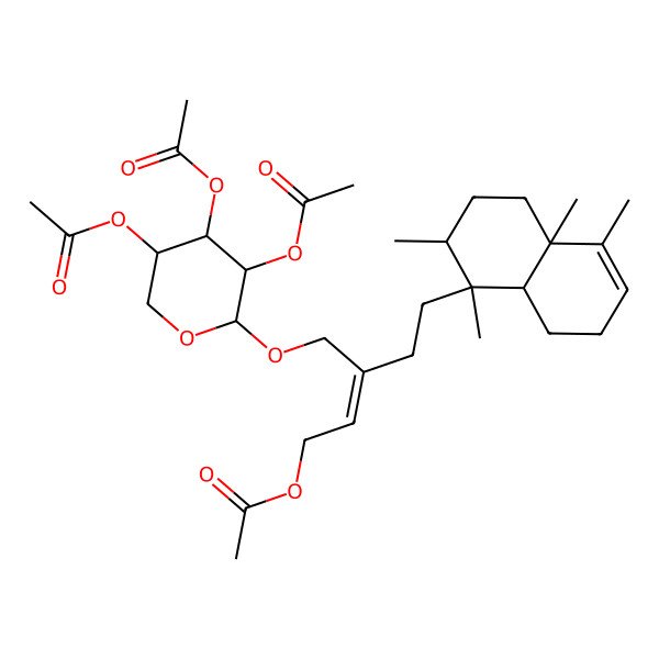 2D Structure of [5-(1,2,4a,5-Tetramethyl-2,3,4,7,8,8a-hexahydronaphthalen-1-yl)-3-[(3,4,5-triacetyloxyoxan-2-yl)oxymethyl]pent-2-enyl] acetate