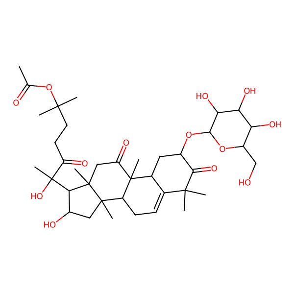 2D Structure of [6-hydroxy-6-[16-hydroxy-4,4,9,13,14-pentamethyl-3,11-dioxo-2-[3,4,5-trihydroxy-6-(hydroxymethyl)oxan-2-yl]oxy-2,7,8,10,12,15,16,17-octahydro-1H-cyclopenta[a]phenanthren-17-yl]-2-methyl-5-oxoheptan-2-yl] acetate