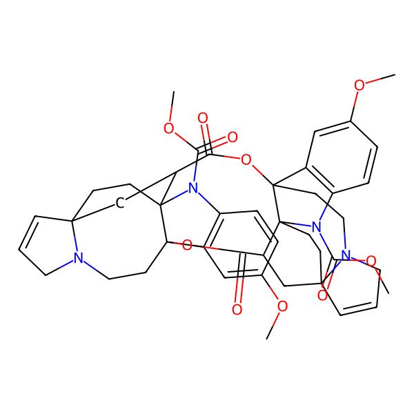 2D Structure of dimethyl (1R,3R,6R,14R,17R,19R,22R,30R)-9,25-dimethoxy-4,20-dioxo-5,21-dioxa-13,29,36,42-tetrazaundecacyclo[20.10.6.66,17.01,36.03,30.06,14.07,12.014,19.022,30.023,28.017,42]tetratetraconta-7(12),8,10,23(28),24,26,33,39-octaene-13,29-dicarboxylate
