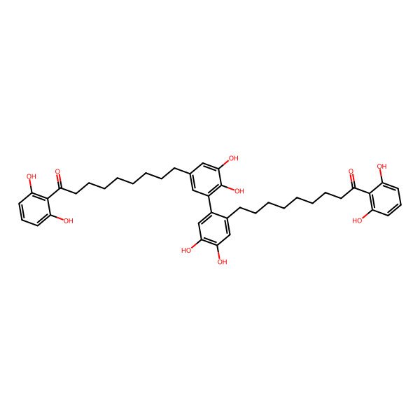 2D Structure of 1-(2,6-Dihydroxyphenyl)-9-[3-[2-[9-(2,6-dihydroxyphenyl)-9-oxononyl]-4,5-dihydroxyphenyl]-4,5-dihydroxyphenyl]nonan-1-one