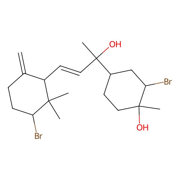 2D Structure of (1R,2S,4S)-2-bromo-4-[(E,2S)-4-[(1R,3S)-3-bromo-2,2-dimethyl-6-methylidenecyclohexyl]-2-hydroxybut-3-en-2-yl]-1-methylcyclohexan-1-ol
