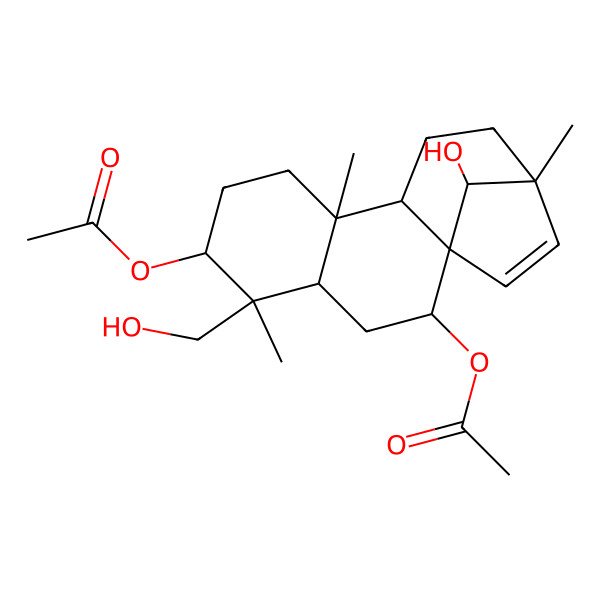 2D Structure of [(1S,2S,4S,5S,6R,9R,10S,13R,16S)-2-acetyloxy-16-hydroxy-5-(hydroxymethyl)-5,9,13-trimethyl-6-tetracyclo[11.2.1.01,10.04,9]hexadec-14-enyl] acetate