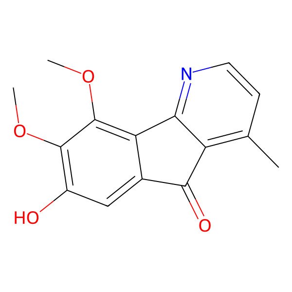 2D Structure of 7-Hydroxy-8,9-dimethoxy-4-methyl-5H-indeno(1,2-b)pyridin-5-one
