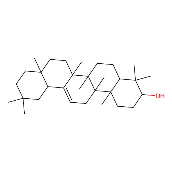 2D Structure of (3S,4aR,6aR,6bR,8aR,12aS,14aR,14bS)-4,4,6a,6b,8a,11,11,14a,14b-nonamethyl-2,3,4a,5,6,7,8,9,10,12,12a,14-dodecahydro-1H-picen-3-ol