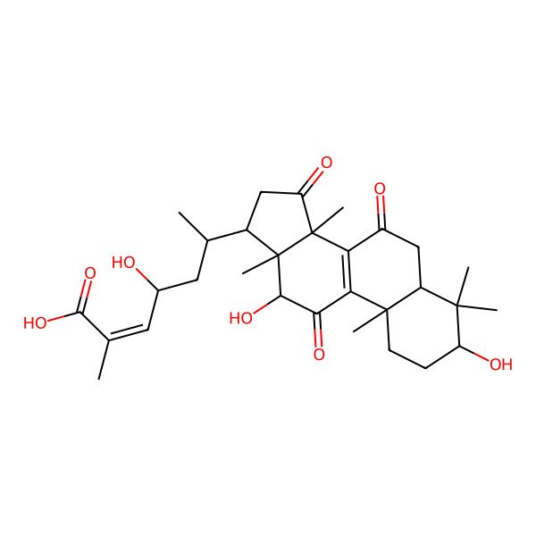 2D Structure of 6-(3,12-Dihydroxy-4,4,10,13,14-pentamethyl-7,11,15-trioxo-1,2,3,5,6,12,16,17-octahydrocyclopenta[a]phenanthren-17-yl)-4-hydroxy-2-methylhept-2-enoic acid
