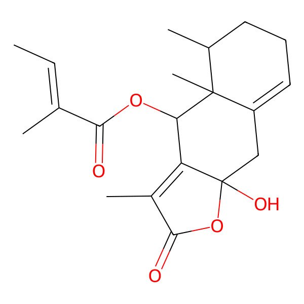 2D Structure of (9a-hydroxy-3,4a,5-trimethyl-2-oxo-5,6,7,9-tetrahydro-4H-benzo[f][1]benzofuran-4-yl) 2-methylbut-2-enoate