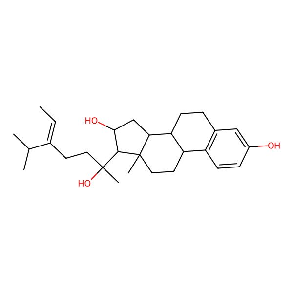 2D Structure of (8S,9S,13S,14S,16S,17R)-17-[(Z,2S)-2-hydroxy-5-propan-2-ylhept-5-en-2-yl]-13-methyl-6,7,8,9,11,12,14,15,16,17-decahydrocyclopenta[a]phenanthrene-3,16-diol