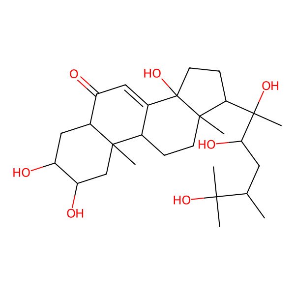 2D Structure of (2S,3R,5R,10R,13R,17S)-2,3,14-trihydroxy-10,13-dimethyl-17-(2,3,6-trihydroxy-5,6-dimethylheptan-2-yl)-2,3,4,5,9,11,12,15,16,17-decahydro-1H-cyclopenta[a]phenanthren-6-one