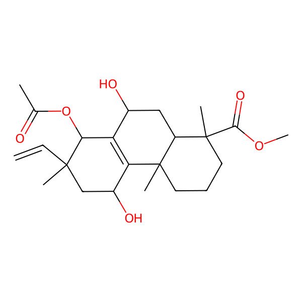 2D Structure of methyl 8-acetyloxy-7-ethenyl-5,9-dihydroxy-1,4a,7-trimethyl-3,4,5,6,8,9,10,10a-octahydro-2H-phenanthrene-1-carboxylate