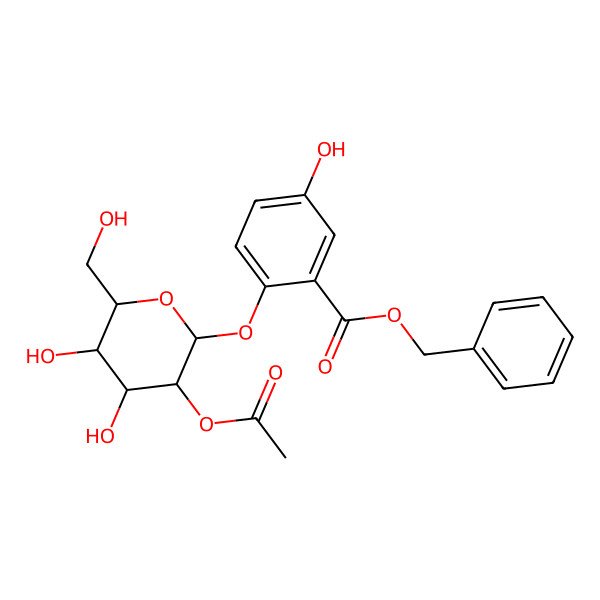 2D Structure of benzyl 2-[(2S,3R,4S,5S,6R)-3-acetyloxy-4,5-dihydroxy-6-(hydroxymethyl)oxan-2-yl]oxy-5-hydroxybenzoate