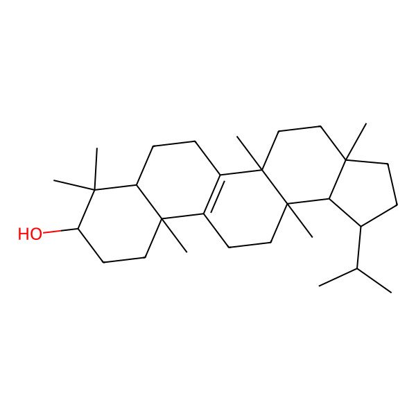 2D Structure of (1R,3aR,5aS,7aR,9S,11aS,13aS,13bR)-3a,5a,8,8,11a,13a-hexamethyl-1-propan-2-yl-1,2,3,4,5,6,7,7a,9,10,11,12,13,13b-tetradecahydrocyclopenta[a]chrysen-9-ol